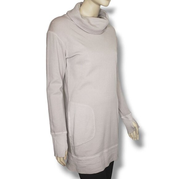 Athleta Eco Wash Turtleneck Sweatshirt Dress Womens XS Pullover Tunic - Picture 2 of 10